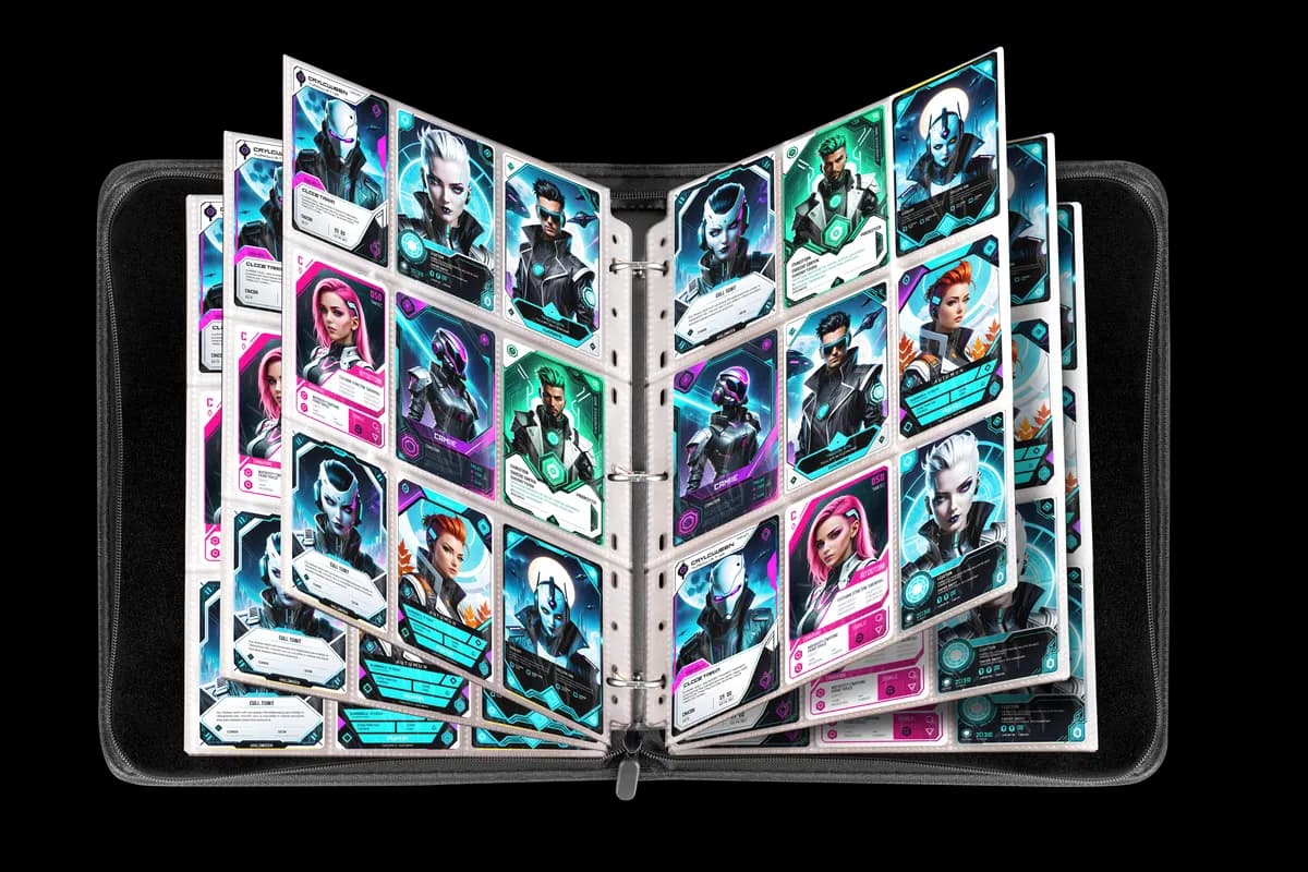 ProtecVault binder open with cards